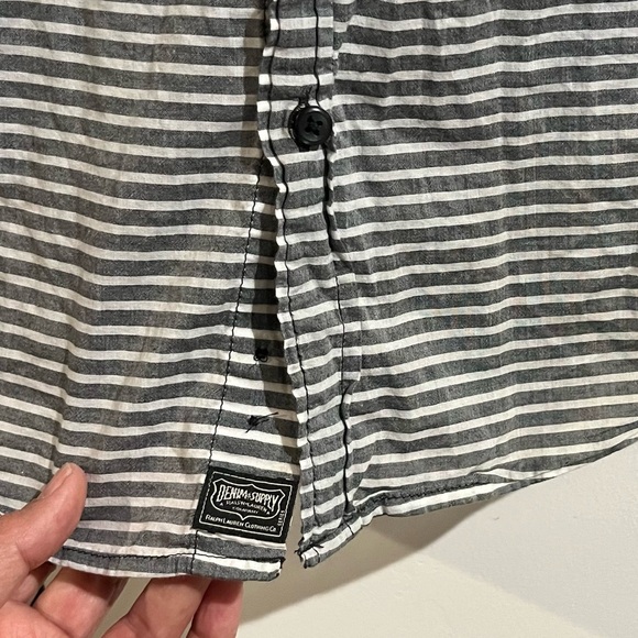 Ralph Lauren Denim & Supply Striped  Button Up Casual Men Shirt White&gray L/G - Picture 5 of 13